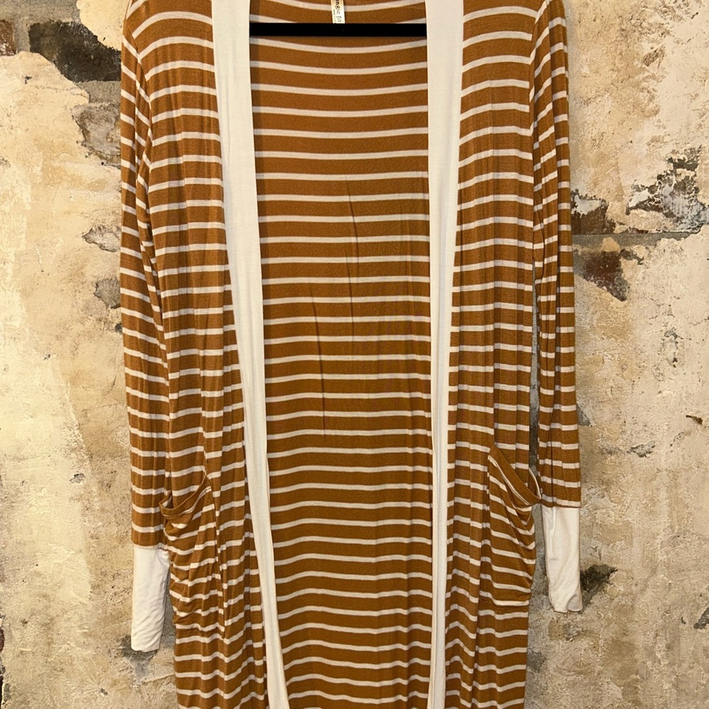 Magic Fit White and Yellow Cardigan Sweater